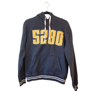 Navy Blue Hoodie with Yellow Accents